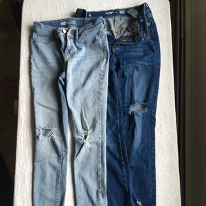 Girls Jeans Ballerina Jeggings Ripped Style Size 12 TWO PAIR